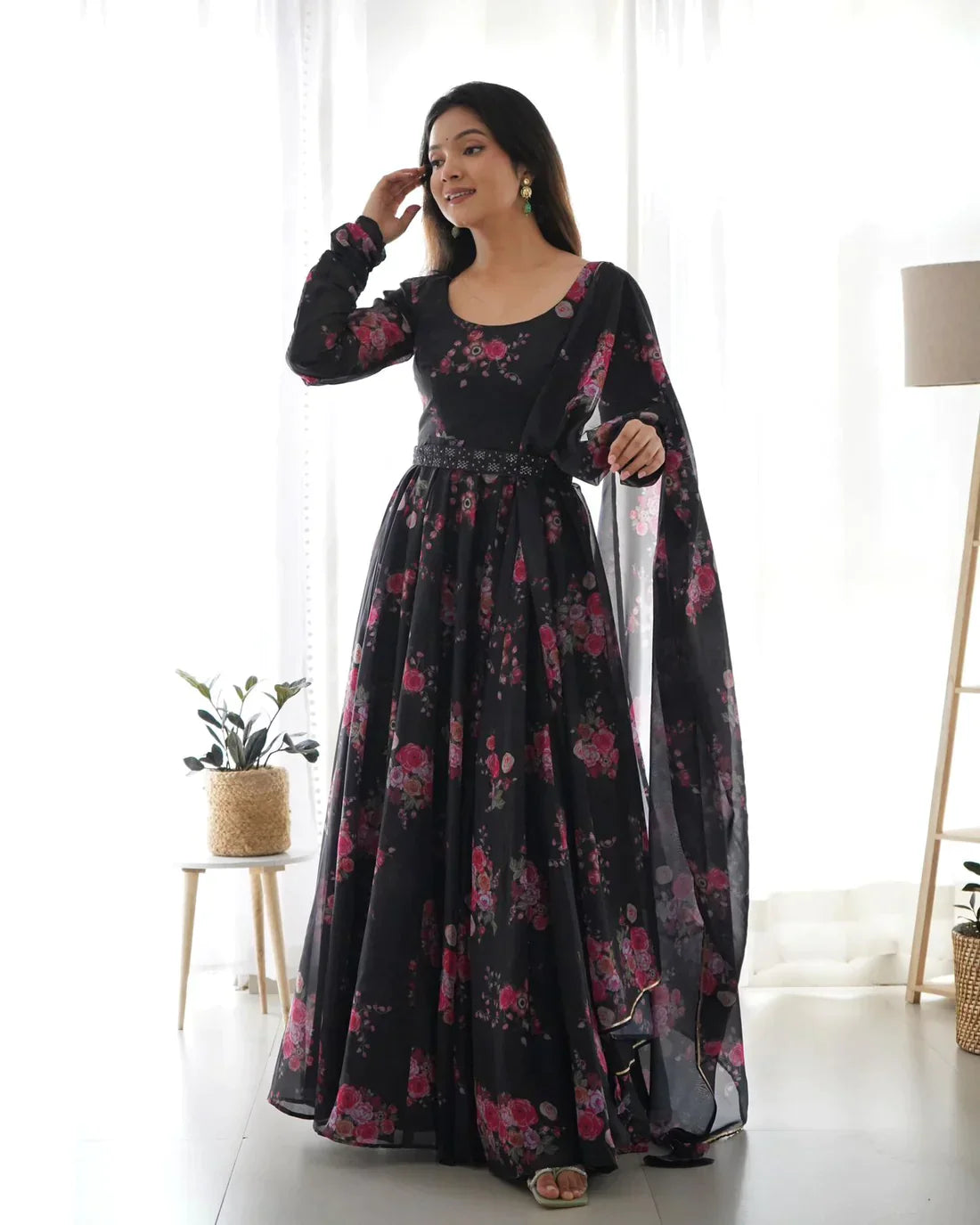 Pure Soft Organza Silk Anarkali Cut Gown Set