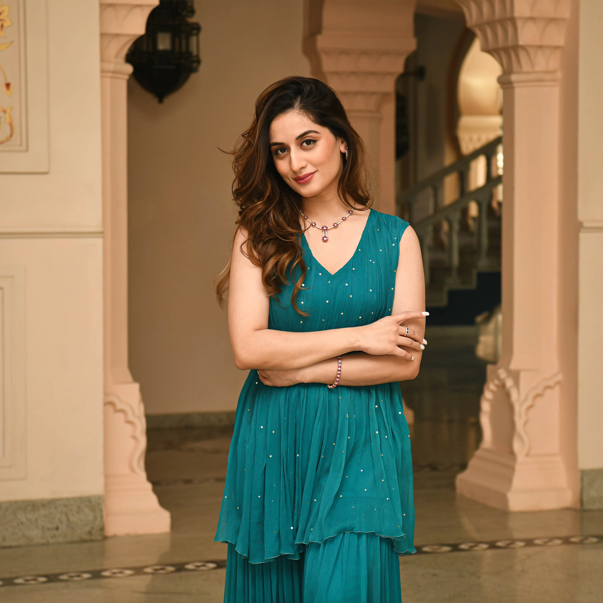 Rama Green Color New Trendy Sharara Suit