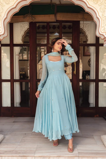 The Aaina designer light blue Suit Set