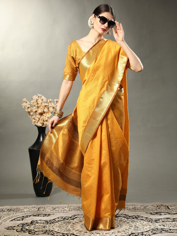 Dandelion Yellow Assam Silk Saree