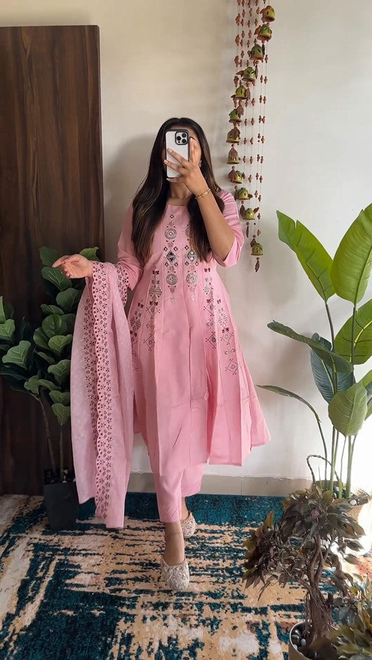 BABY PINK HANDWORK SUIT