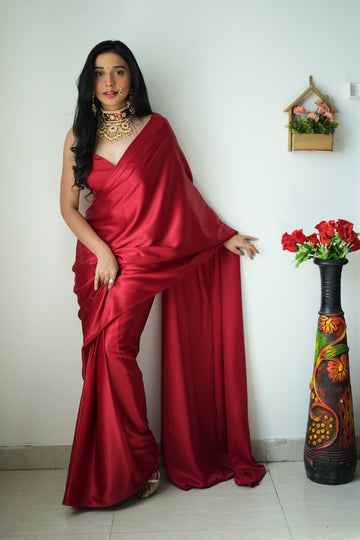 Super Hit Ready To Wear Just One Minute To Wear Maroon