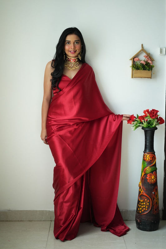 Super Hit Ready To Wear Just One Minute To Wear Maroon