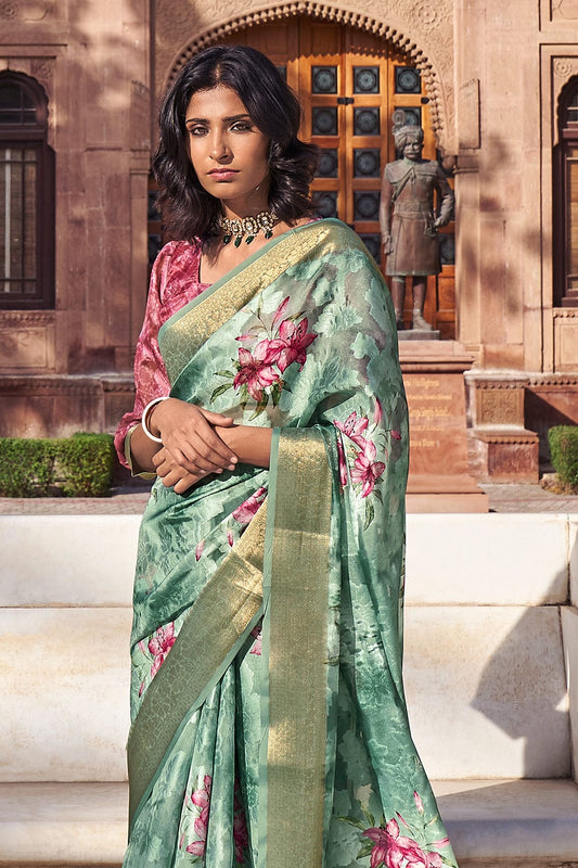 Emerald Green Brasso Saree