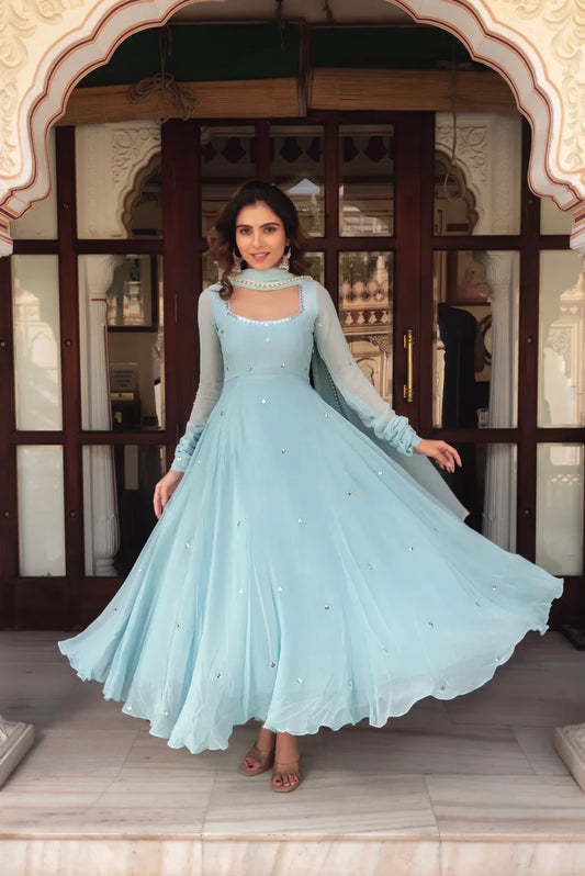 The Aaina designer light blue Suit Set