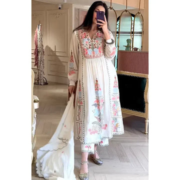 Malti Colored Real Mirror Hand Work Pakistani Suit Set